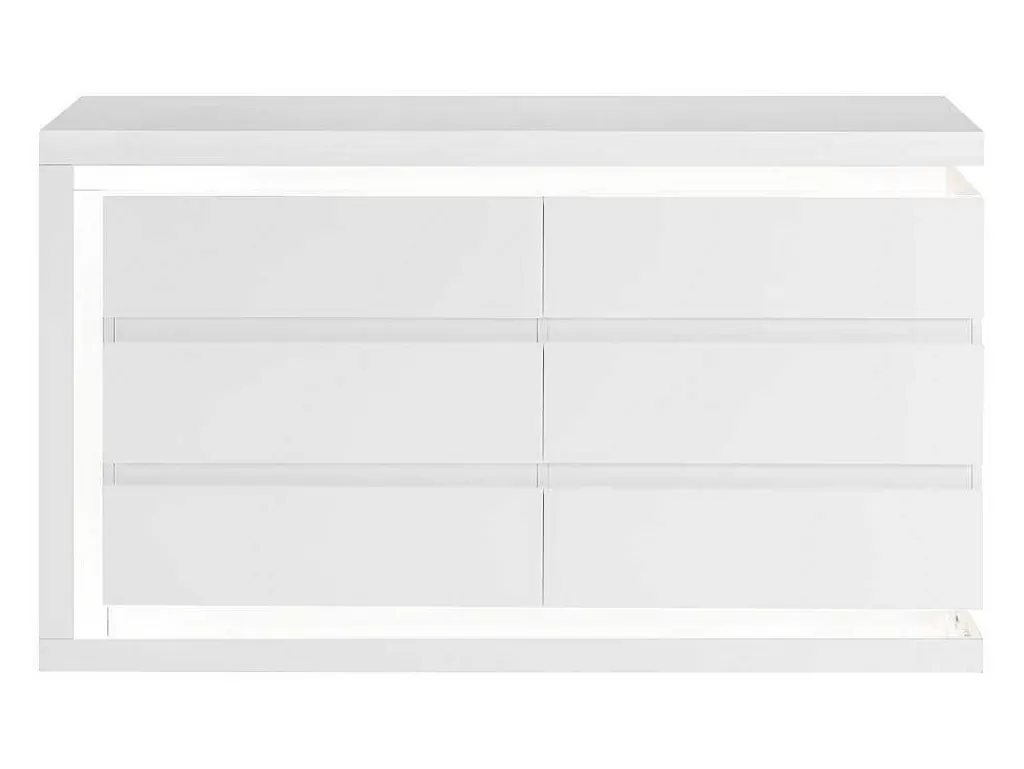 Cómoda*Vente-unique Cómoda 6 Gavetas Com Leds, Mdf Lacado A Branco - Flarancia