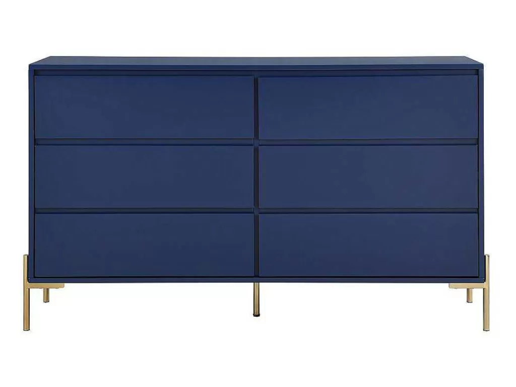 Cómoda*PASCAL MORABITO Cómoda 6 Gavetas Mdf E Metal Lacado A Azul E Dourado - Korasa De