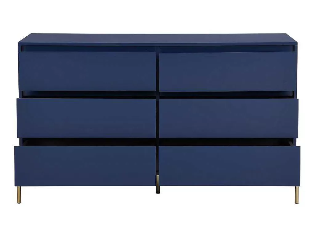 Cómoda*PASCAL MORABITO Cómoda 6 Gavetas Mdf E Metal Lacado A Azul E Dourado - Korasa De