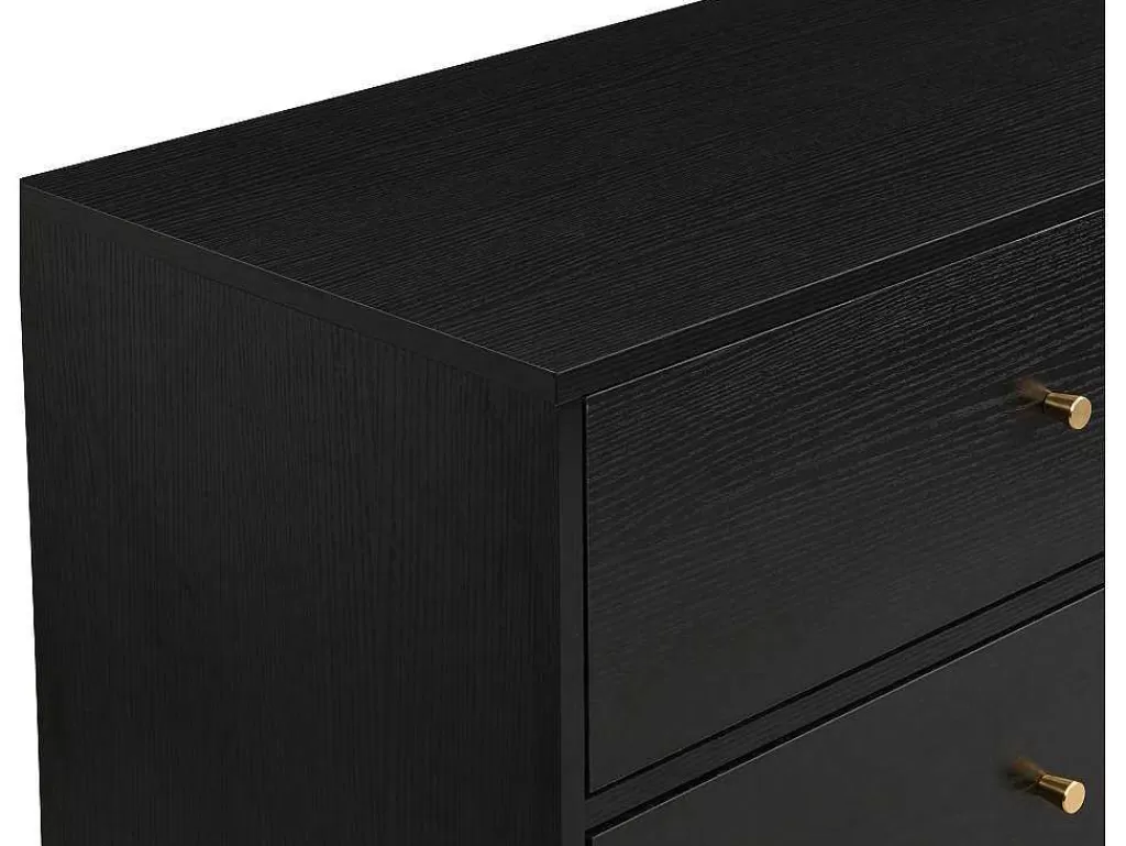 Cómoda*PASCAL MORABITO Cómoda 6 Gavetas Mdf E Metal Preto E Dourado - Milavia De