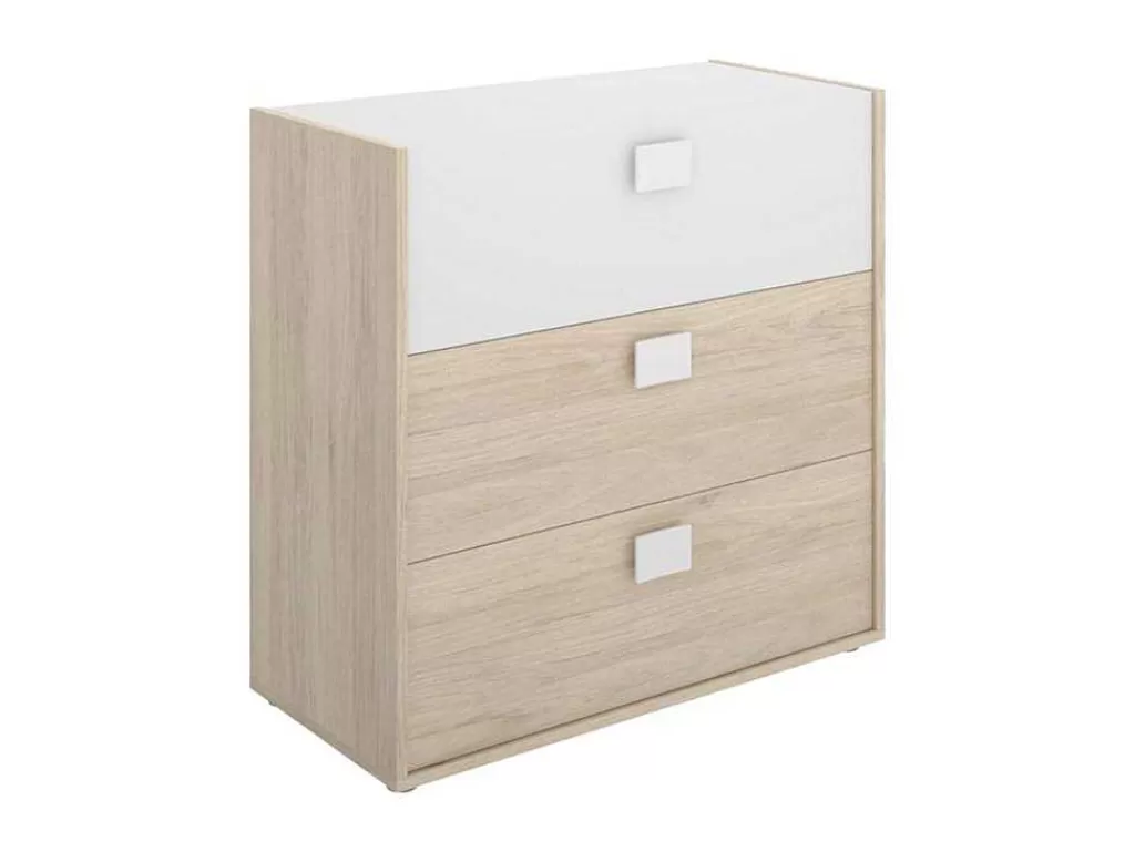 Cómoda*Vente-unique Cómoda Com 3 Gavetas Disponivel Em Carvalho E Branco - Sonia