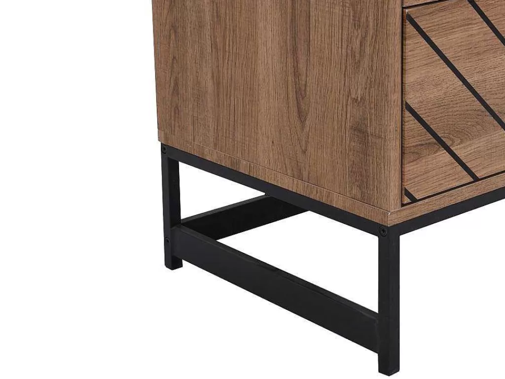 Cómoda*Vente-unique Cómoda Com 6 Gavetas Em Mdf E Aco Cor Natural E Preto - Caratana