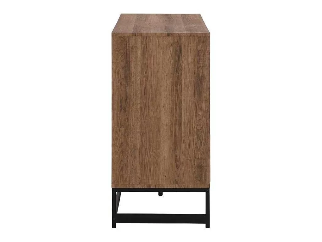 Cómoda*Vente-unique Cómoda Com 6 Gavetas Em Mdf E Aco Cor Natural E Preto - Caratana