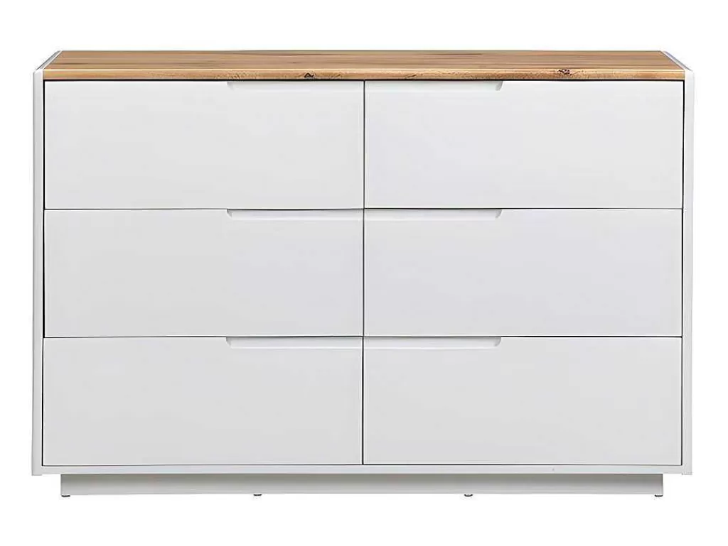 Cómoda*Vente-unique Cómoda Com 6 Gavetas Em Mdf Lacado A Branco E Cor Carvalho - Amani