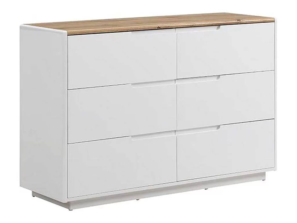 Cómoda*Vente-unique Cómoda Com 6 Gavetas Em Mdf Lacado A Branco E Cor Carvalho - Amani
