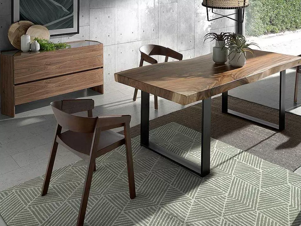 Cómoda*Angel Cerda Cómoda Com Forma Hexagonal Feita De Mdf Folheado A Nogueira Com Tres Gavetas Frontais 7073