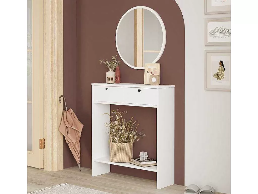 Cómoda*Venprodin Cómoda Larris Com Espelho, 2 Gavetas - - 24 Cm Branco