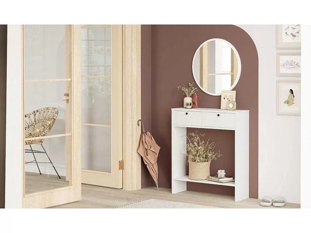Cómoda*Venprodin Cómoda Larris Com Espelho, 2 Gavetas - - 24 Cm Branco