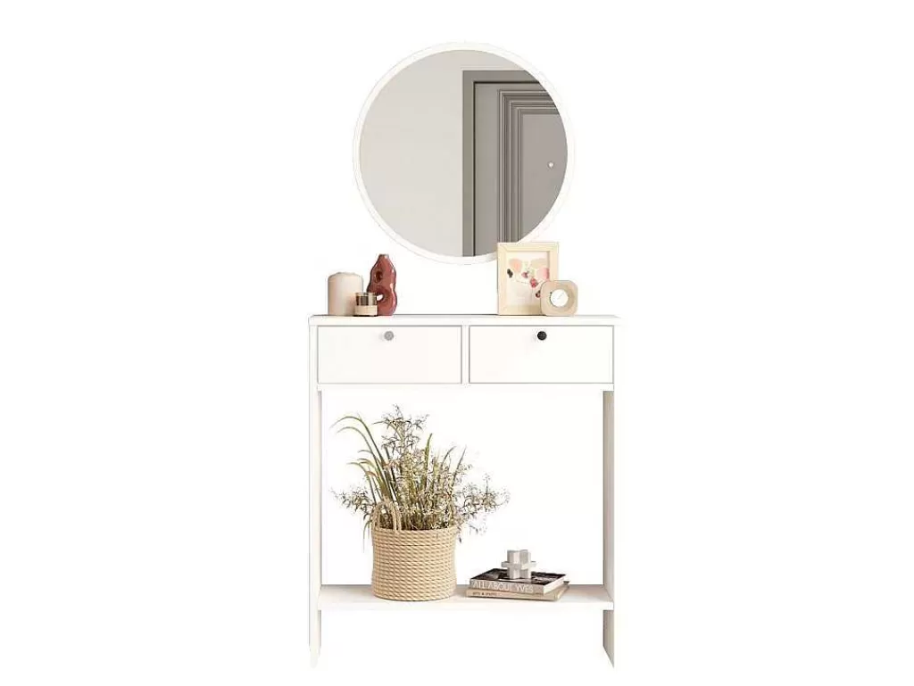 Cómoda*Venprodin Cómoda Larris Com Espelho, 2 Gavetas - - 24 Cm Branco