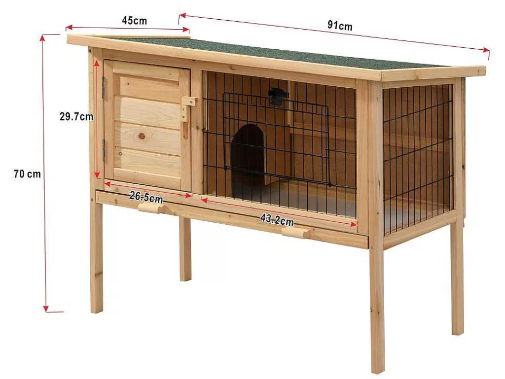 Acessórios Para Animais De Estimação*Vente-unique Coelheira Em Madeira Com Pés Para Coelhos E Roedores C. 91 X L. 45 X A. 70 Cm Natural - Lapius