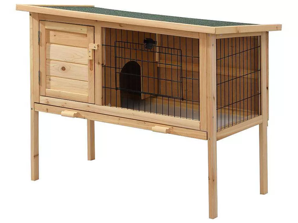 Acessórios Para Animais De Estimação*Vente-unique Coelheira Em Madeira Com Pés Para Coelhos E Roedores C. 91 X L. 45 X A. 70 Cm Natural - Lapius