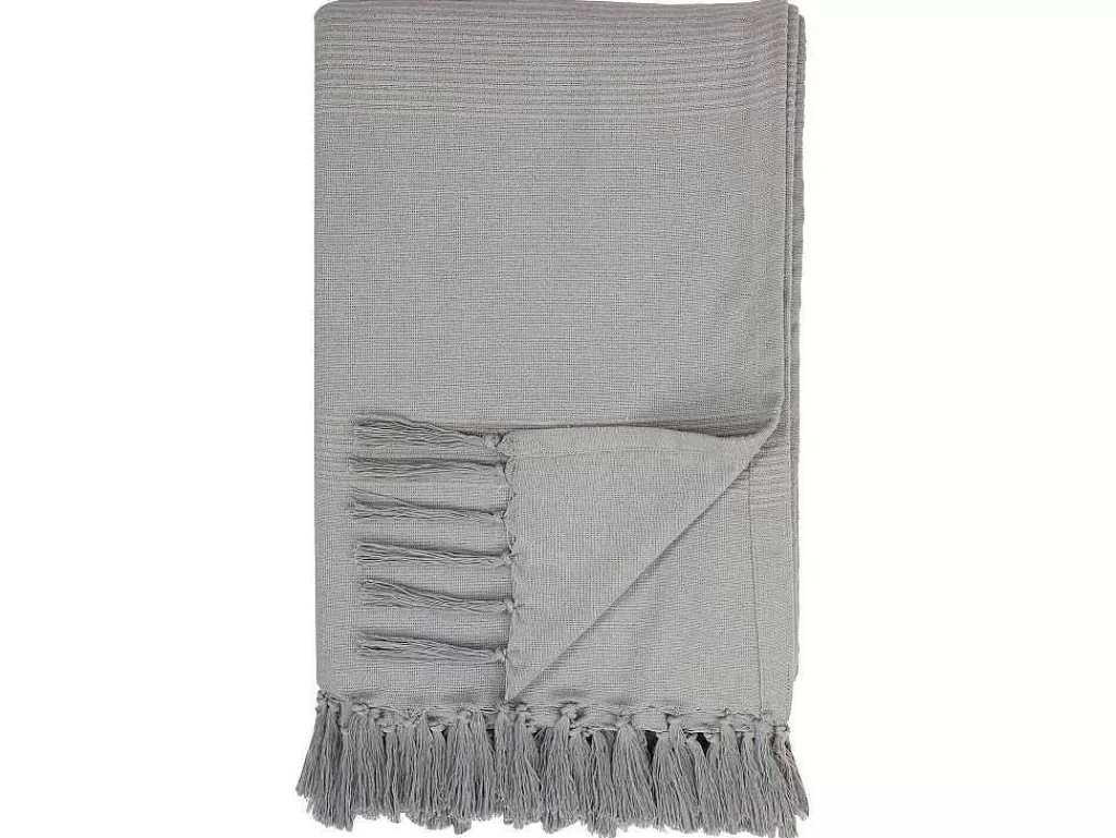 Roupa De Cama*OZAIA Colcha Com Franjas Em Algodao 230 X 250 Cm Cinza - Segna