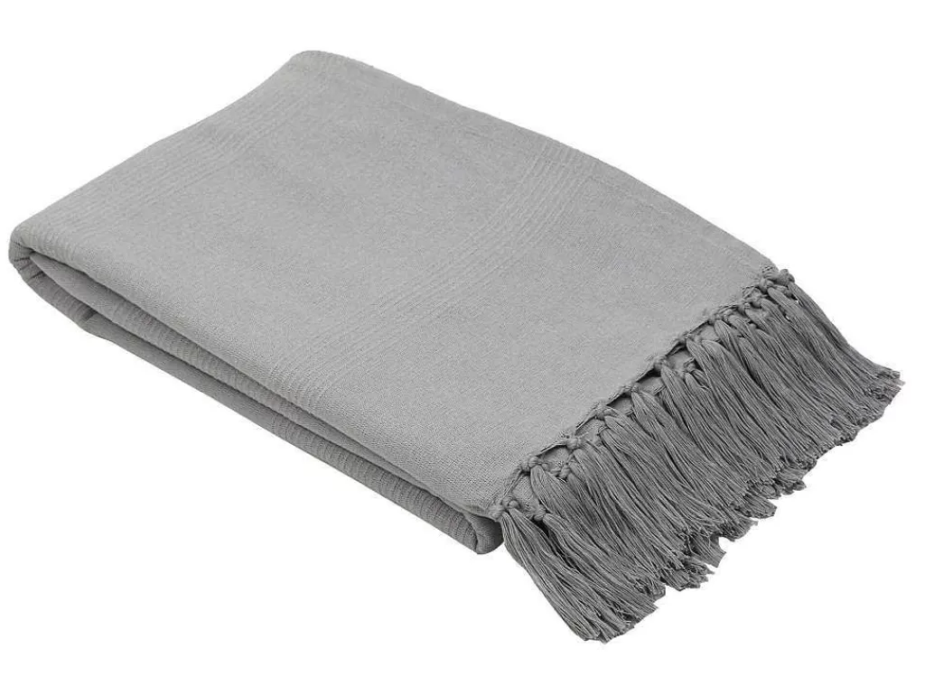 Roupa De Cama*OZAIA Colcha Com Franjas Em Algodao 230 X 250 Cm Cinza - Segna