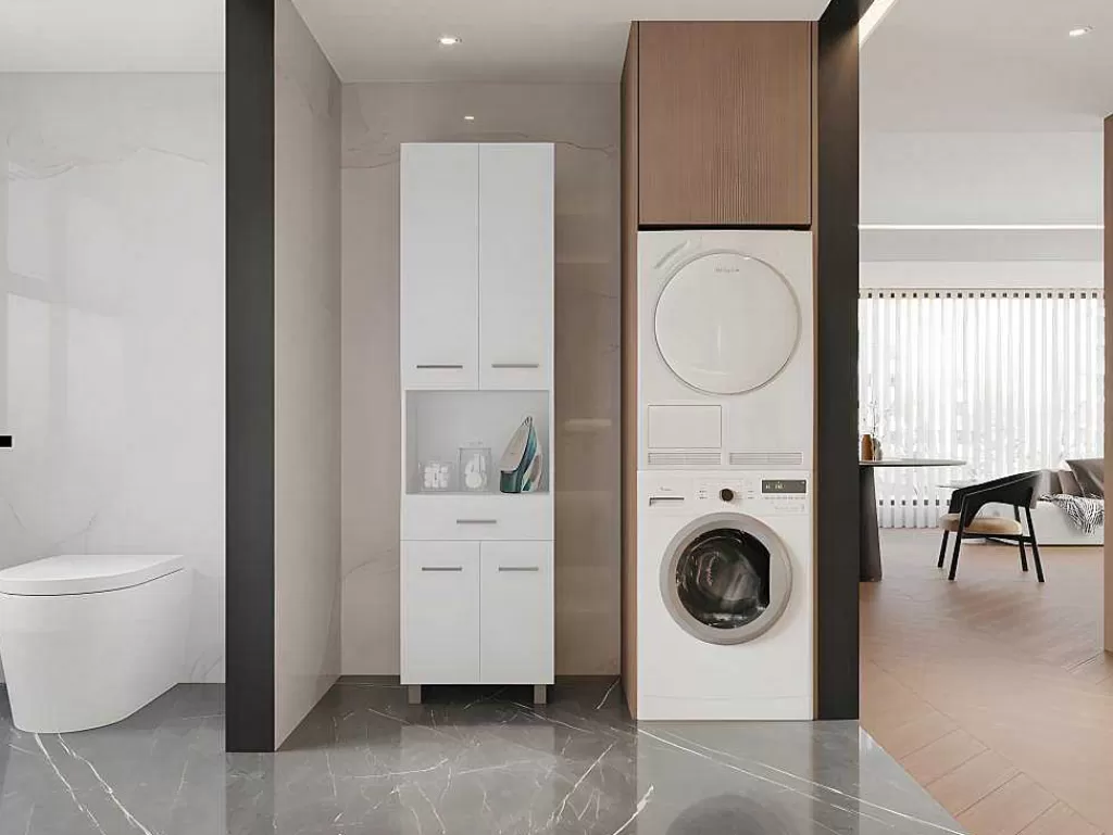 Coluna De Casa De Banho*Vente-unique Coluna De Casa De Banho Com Pe 180 Cm Branco - Minela