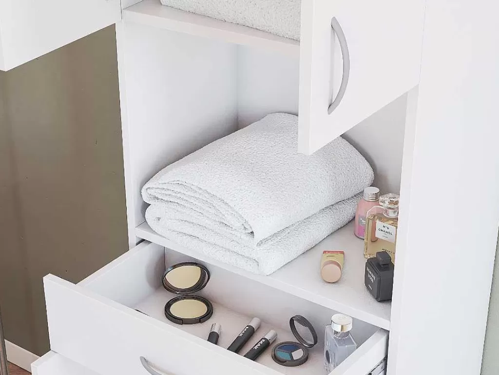 Coluna De Casa De Banho*Vente-unique Coluna De Casa De Banho Com Pe 180 Cm Branco - Minela