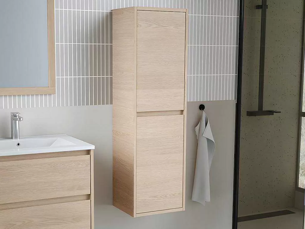 Coluna De Casa De Banho*Vente-unique Coluna De Casa De Banho, Folha De Carvalho, C30 X L35 X A120 Cm - Enosea