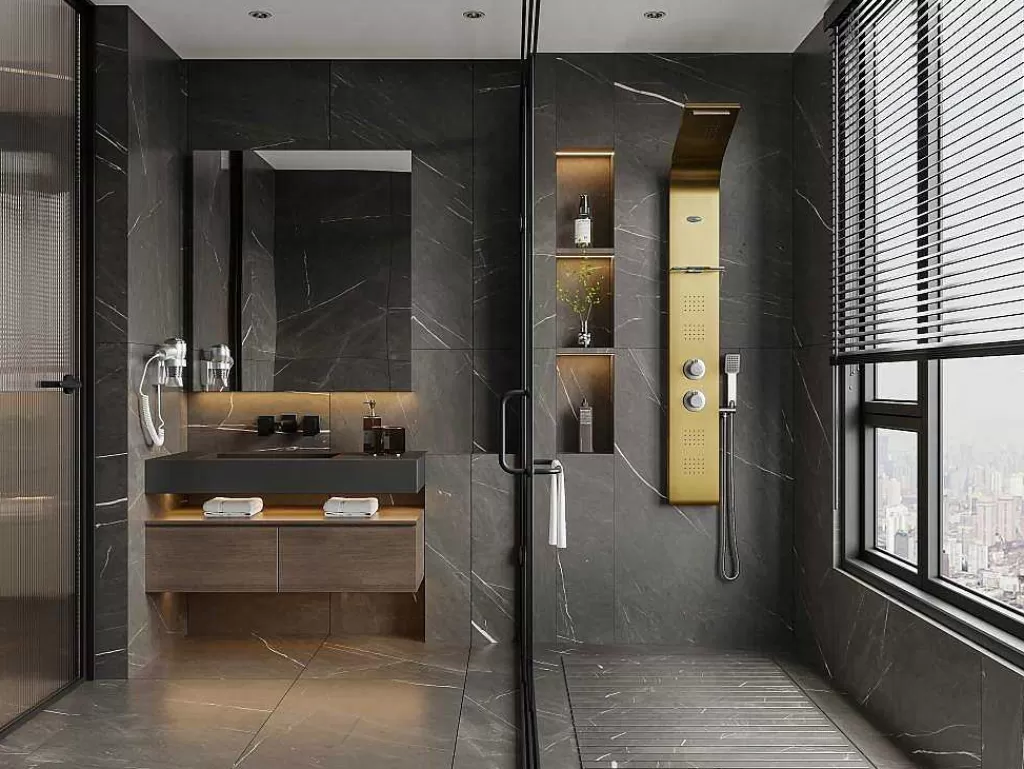 Coluna De Duche*Shower & Design Coluna De Duche De Hidromassagem Termostatica Josta - Dourada - 45*150 Cm