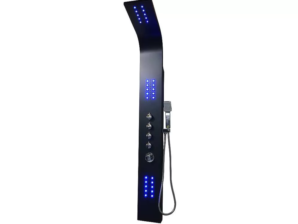 Coluna De Duche*Shower & Design Coluna De Duche Hidromassagem Termostatico Com Leds Felicita - 20 X 165 Cm - Preto