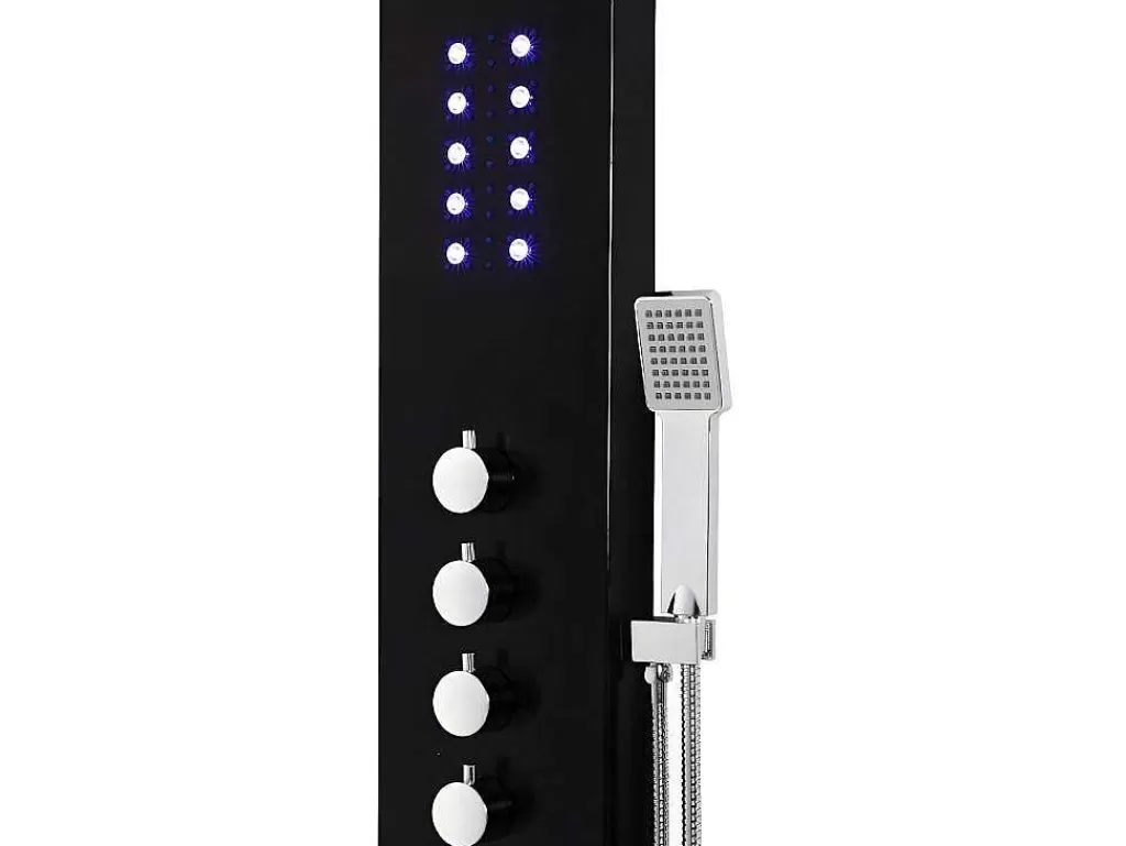 Coluna De Duche*Shower & Design Coluna De Duche Hidromassagem Termostatico Com Leds Felicita - 20 X 165 Cm - Preto