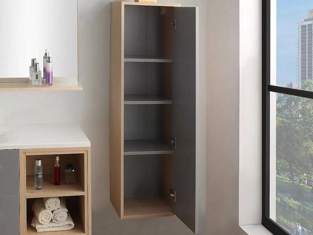 Coluna De Casa De Banho*Vente-unique Coluna Suspensa Para Casa De Banho Cor Natural Clara E Cinza, C35 X L30 X A120 Cm - Jasmine