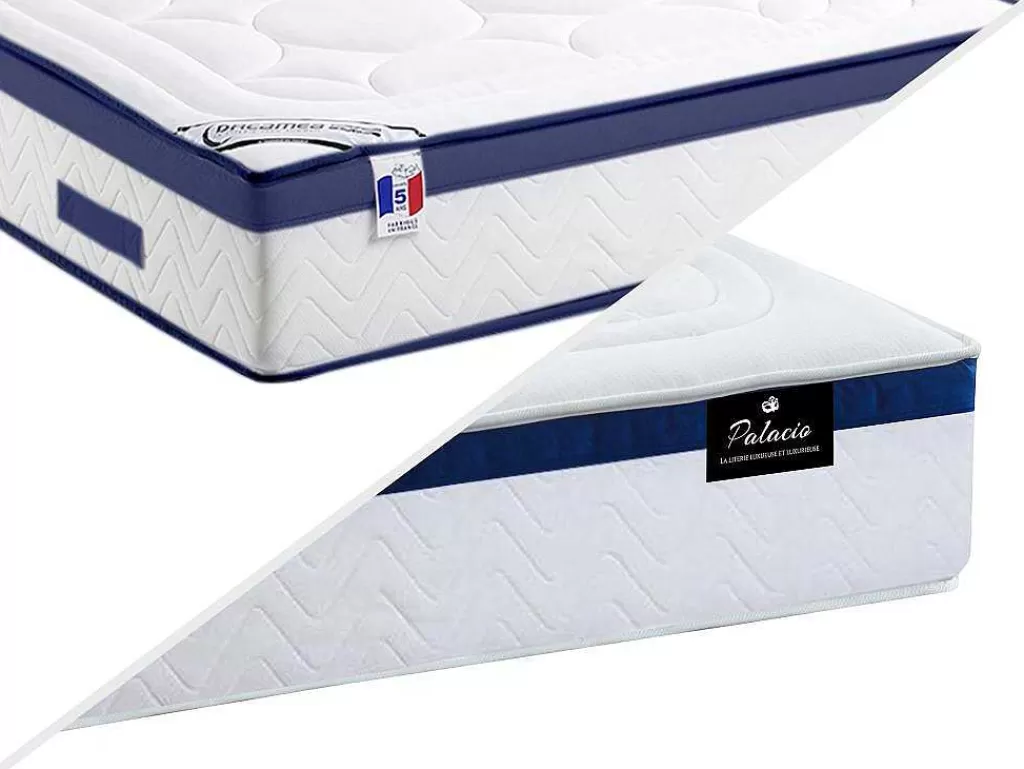Conjunto Colchão E Sommier*Palacio Conjunto Artigos De Cama 140 X 190 Cm Sommier Com Espaco De Arrumação Branco + Colchão De Molas Ensacadas - Marquis Da Dreamea