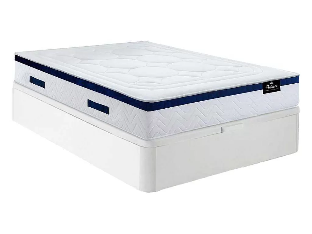Conjunto Colchão E Sommier*Palacio Conjunto Artigos De Cama 180 X 200 Cm Sommier Com Espaco De Arrumação Branco + Colchão De Molas Ensacadas - Marquis Da Dreamea