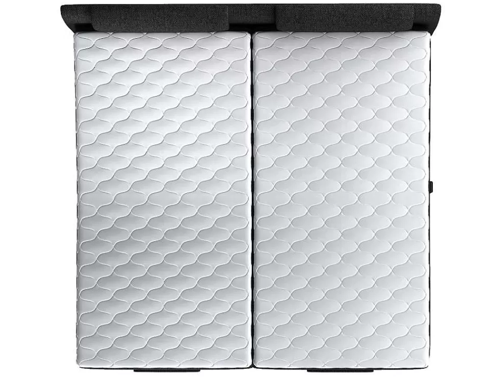 Cama Articulada*Palacio Conjunto Boxspring Cabeceira De Cama + Sommier De Relaxamento Eletrico + Colchão + Sobrecolchão Castel Da - 2X80X200 Cm - Tecido Antracite