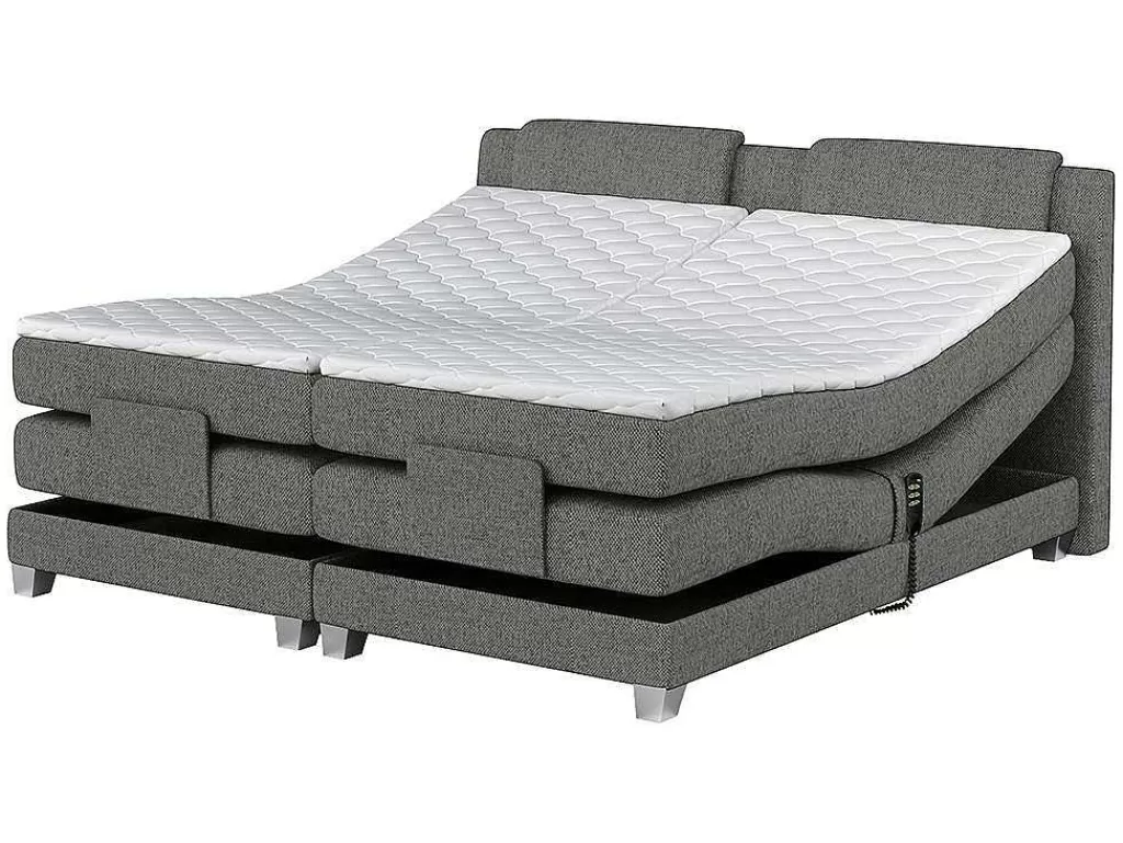 Cama Articulada*Palacio Conjunto Boxspring Cabeceira De Cama + Sommier De Relaxamento Eletrico + Colchão + Sobrecolchão Castel Da - 2X90X200 Cm