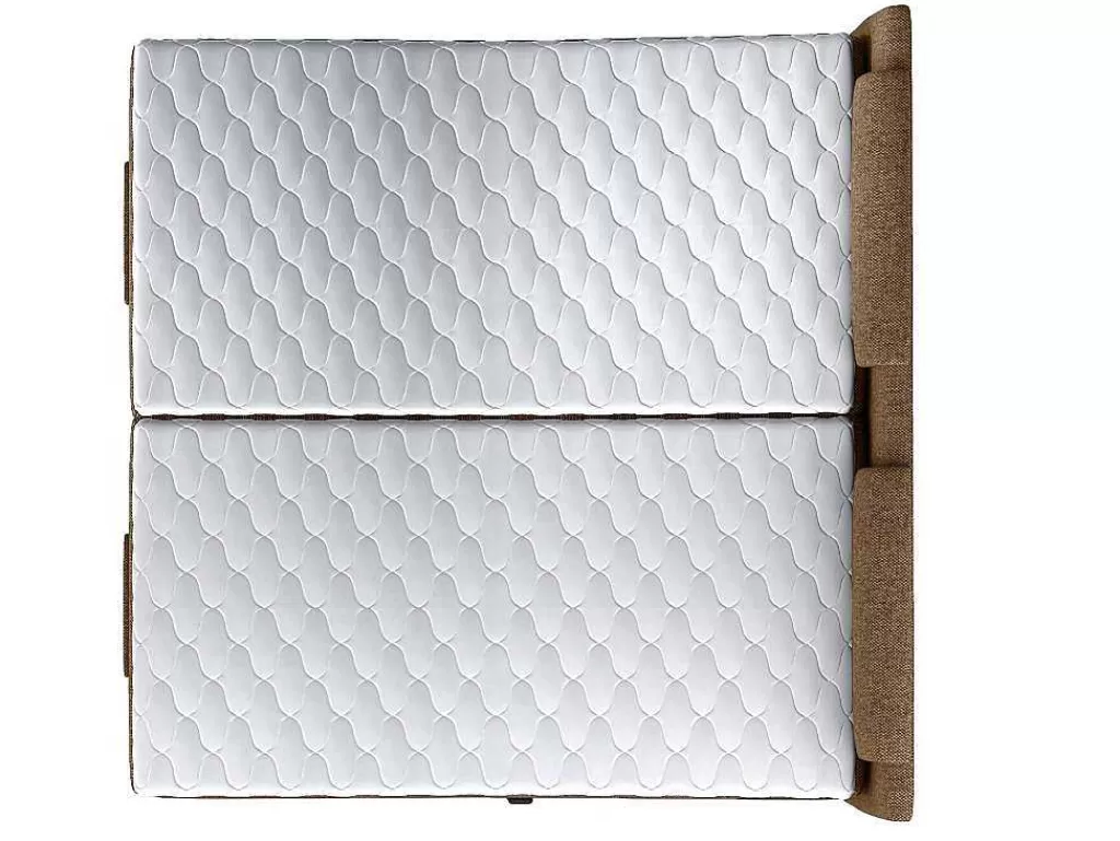 Cama De Adulto*Palacio Conjunto Boxspring Cabeceira De Cama + Sommier De Relaxamento Eletrico + Colchão + Sobrecolchão Castel Da - 2X90X200 Cm -Tecido Bege