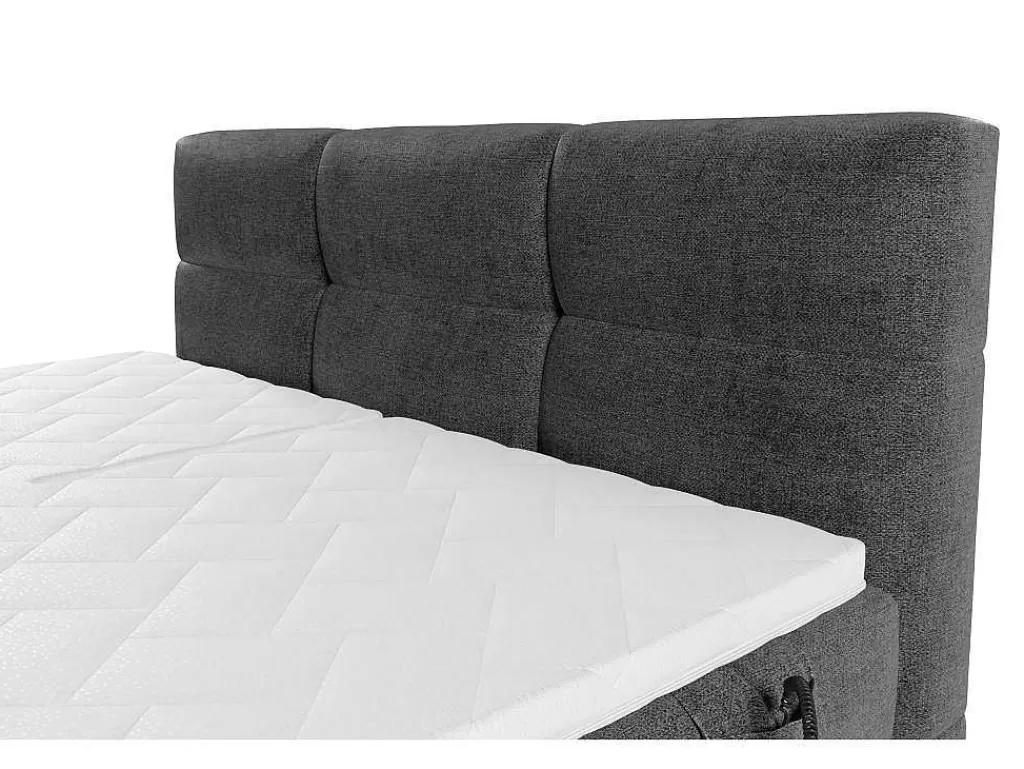 Cama De Adulto*Palacio Conjunto Boxspring Cabeceira De Cama Acolchoada, Sommier Articulado Eletrico + Colchão + Sobrecolchão 2 X 90 X 200 Cm Antracite - Lodi Da