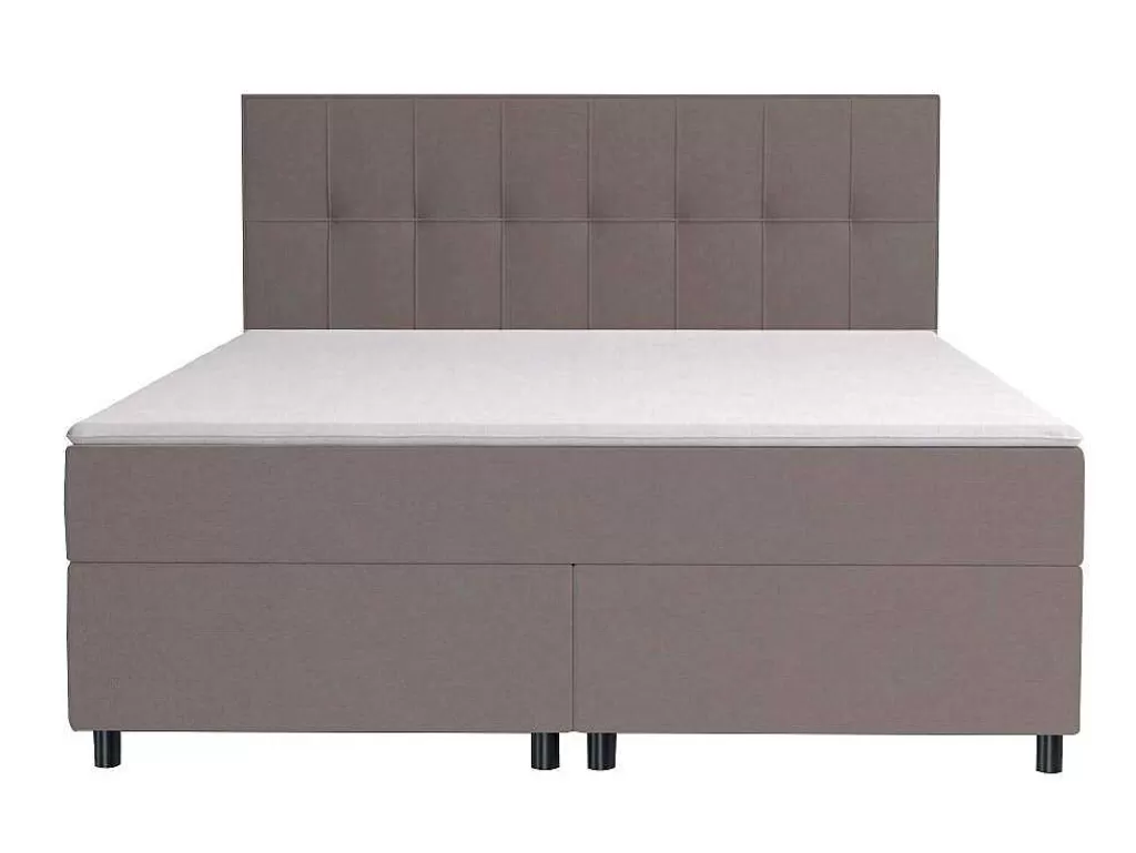 Cama Boxspring, Cama Continental*Ysmée Conjunto Boxspring Completo Cabeceira + Sommiers + Colchão + Sobrecolchão Siero Da Ysmee - 160X200 Cm - Tecido - Cinzento