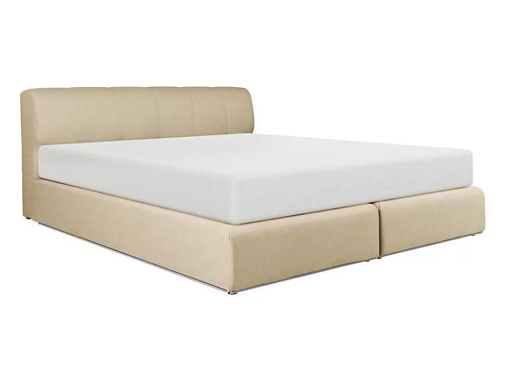 Cama Boxspring, Cama Continental*Ysmée Conjunto Completo Boxspring Cabeceira De Cama + Sommier Com Leds + Colchão 160X200 Cm Tecido Bege - Otaru De Ysmee