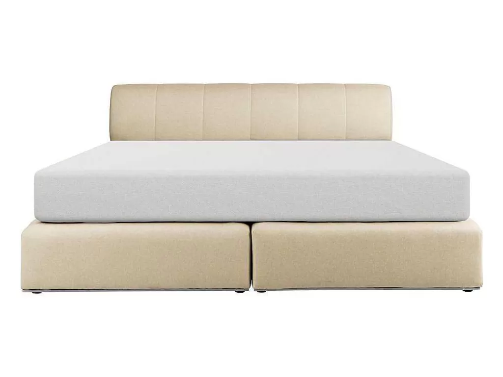 Cama Boxspring, Cama Continental*Ysmée Conjunto Completo Boxspring Cabeceira De Cama + Sommier Com Leds + Colchão 160X200 Cm Tecido Bege - Otaru De Ysmee