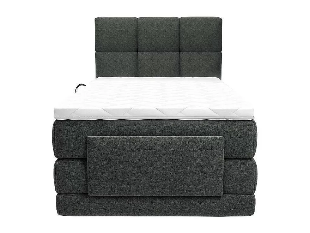 Cama Articulada*Palacio Conjunto Completo Boxspring, Cabeceira De Cama Acolchoada + Sommiers Articulados Eletricos + Colchão 100X200 Cm Tecido Antracite - Lodi Da
