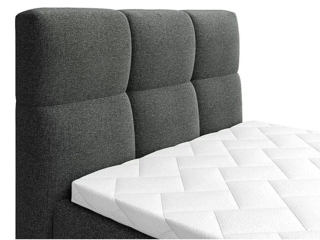 Cama Articulada*Palacio Conjunto Completo Boxspring, Cabeceira De Cama Acolchoada + Sommiers Articulados Eletricos + Colchão 100X200 Cm Tecido Antracite - Lodi Da