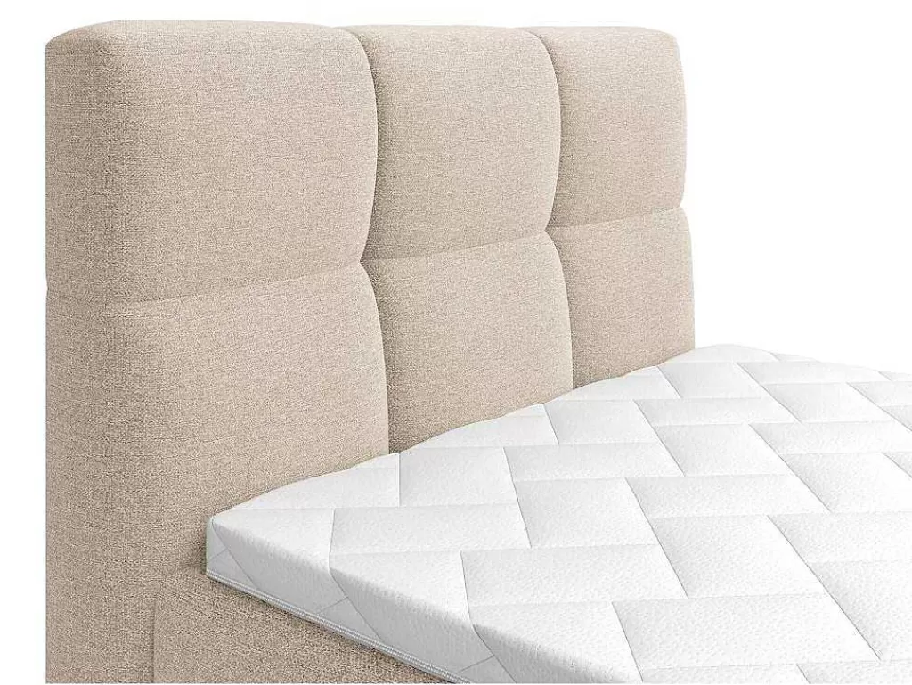 Cama Articulada*Palacio Conjunto Completo Boxspring, Cabeceira De Cama Acolchoada + Sommiers Articulados Eletricos + Colchão + Sobrecolchão 100X200 Cm Tecido Bege - Lodi Da