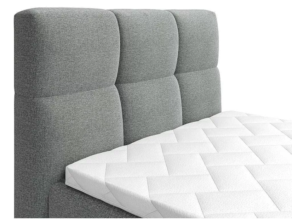Cama Articulada*Palacio Conjunto Completo Boxspring, Cabeceira De Cama Acolchoada + Sommiers Articulados Eletricos + Colchão + Sobrecolchão 100X200 Cm Tecido Cinzento-Claro - Lodi Da