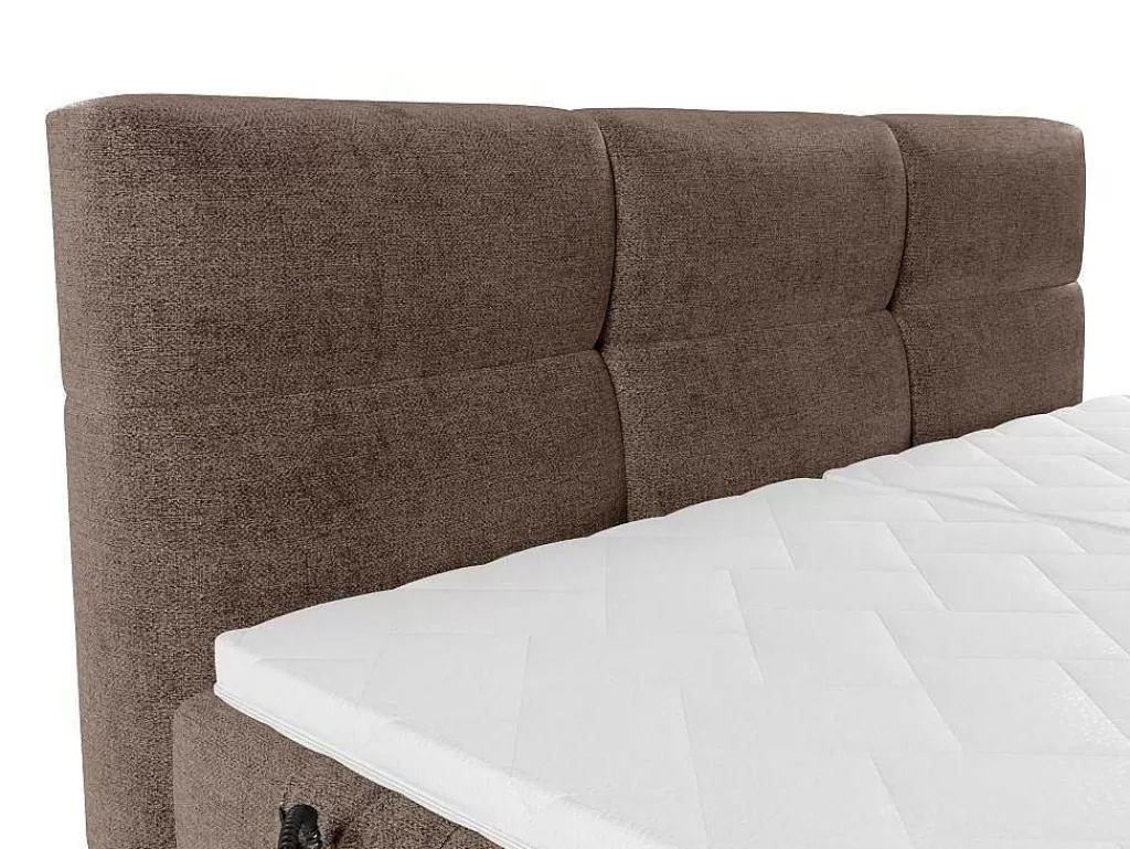 Cama Articulada*Palacio Conjunto Completo Boxspring Cabeceira De Cama Acolchoada + Sommiers Articulados Eletricos + Colchão + Sobrecolchão 2X90X200 Cm Tecido Castanho - Lodi De