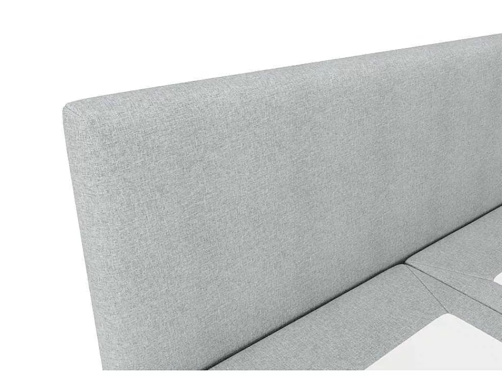 Cama Boxspring, Cama Continental*Ysmée Conjunto Completo Boxspring Com Cabeceira + Sommier + Colchão + Sobrecolchão 160 X 200 Cm Tecido Cinza-Claro - Onan De Ysmee