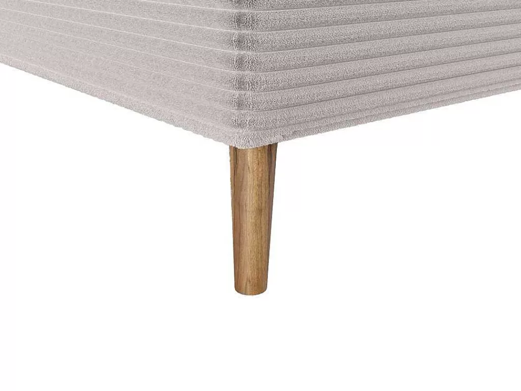 Cama Boxspring, Cama Continental*Ysmée Conjunto Completo Boxspring Com Cabeceira + Sommier + Colchão + Sobrecolchão 160 X 200 Cm Veludo Canelado Bege - Nara De Ysmee