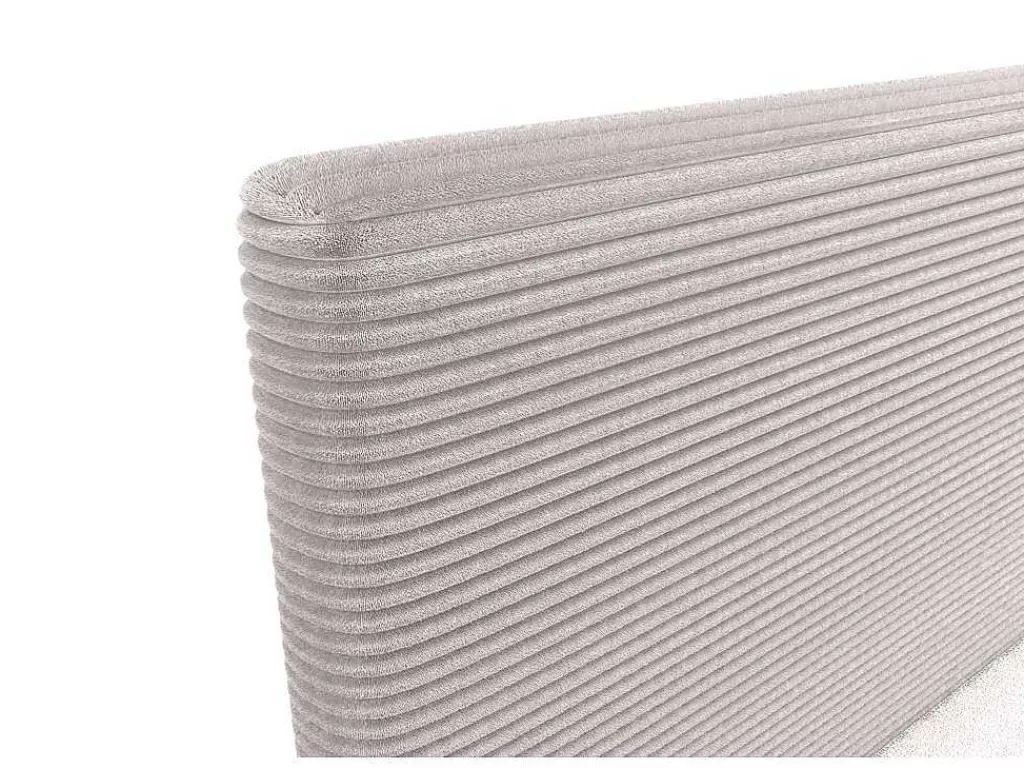Cama Boxspring, Cama Continental*Ysmée Conjunto Completo Boxspring Com Cabeceira + Sommier + Colchão + Sobrecolchão 160 X 200 Cm Veludo Canelado Bege - Nara De Ysmee