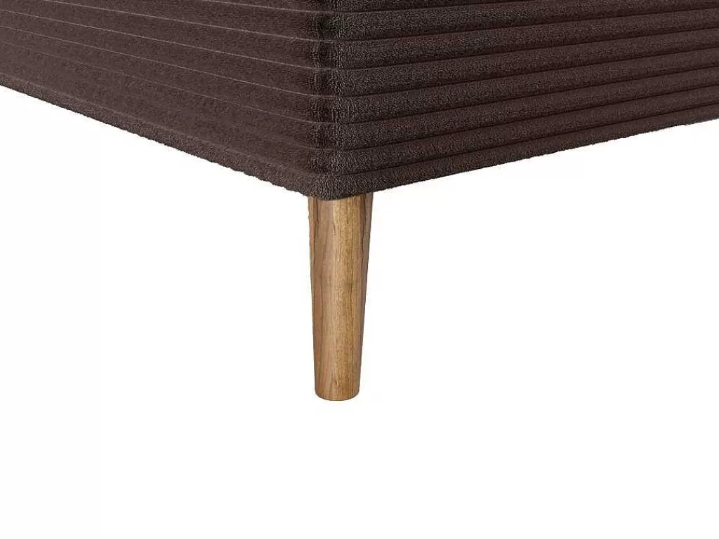 Cama Boxspring, Cama Continental*Ysmée Conjunto Completo Boxspring Com Cabeceira + Sommier + Colchão + Sobrecolchão 160 X 200 Cm Veludo Canelado Castanho - Nara De Ysmee