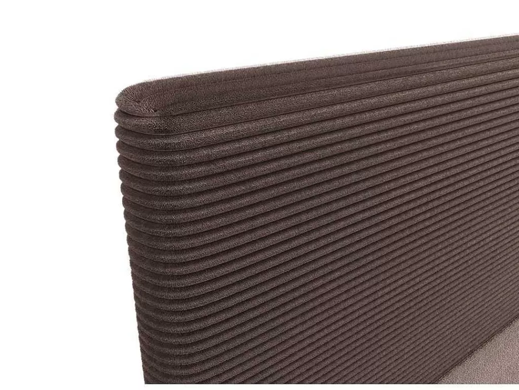 Cama Boxspring, Cama Continental*Ysmée Conjunto Completo Boxspring Com Cabeceira + Sommier + Colchão + Sobrecolchão 180 X 200 Cm Veludo Canelado Castanho - Nara De Ysmee