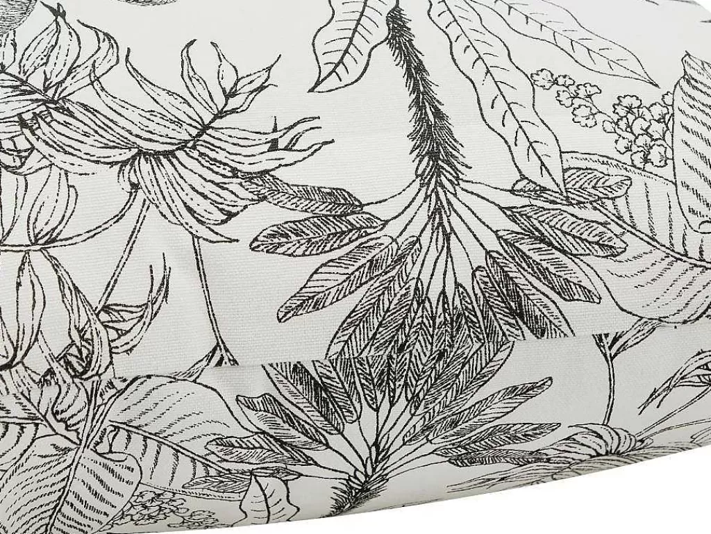 Têxtil De Casa*OZAIA Conjunto De 2 Almofadas Com Motivos Palmeiras Em Algodao 45 X 45 Cm Cor Preta E Branca - Palema