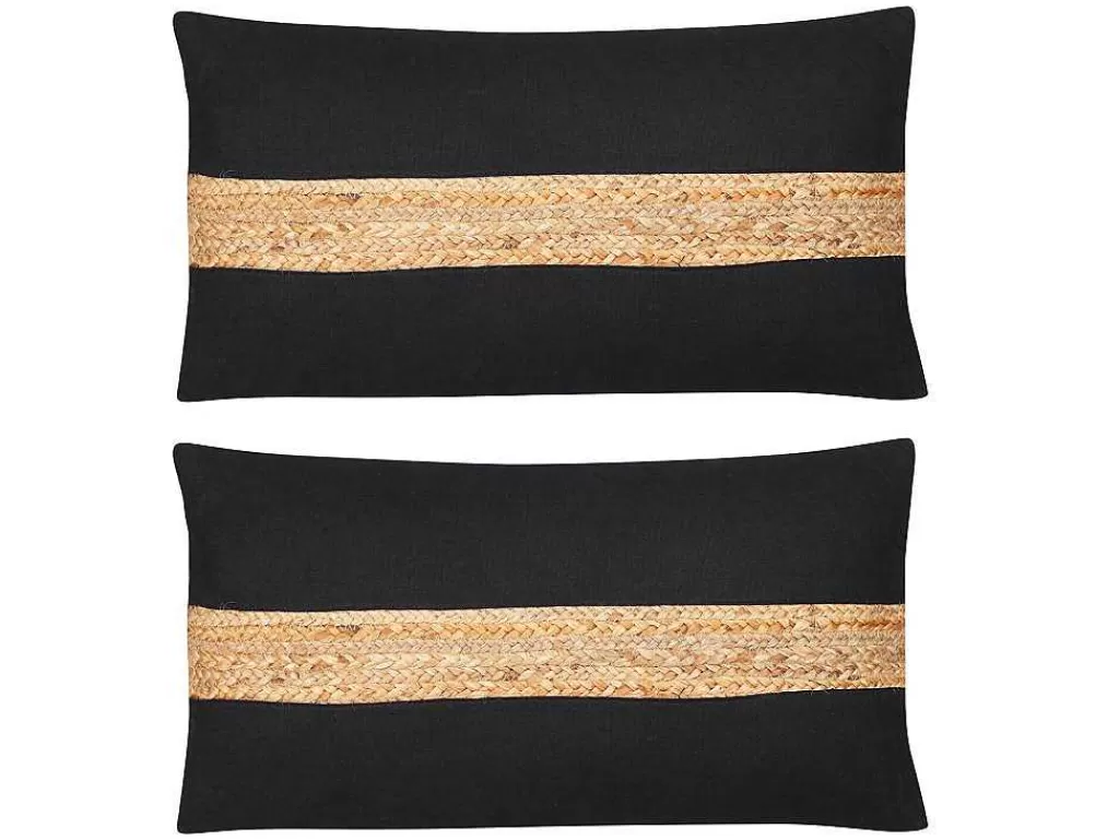 Têxtil De Casa*OZAIA Conjunto De 2 Almofadas Em Algodao E Em Juta 30 X 60 Cm Cor Natural E Preta - Natura