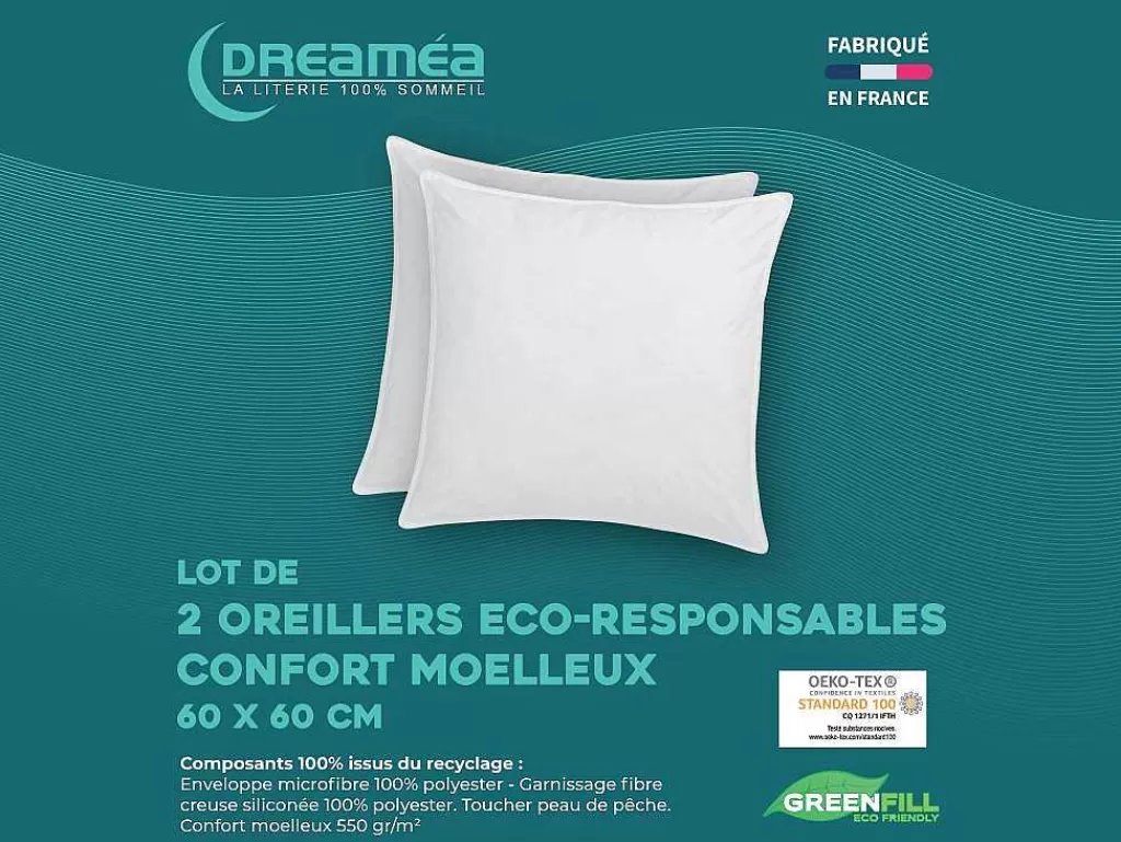 Almofada*DREAMEA Conjunto De 2 Almofadas Recicladas De 60 X 60 Cm Da Com Capa 100% Microfibra - Rosa