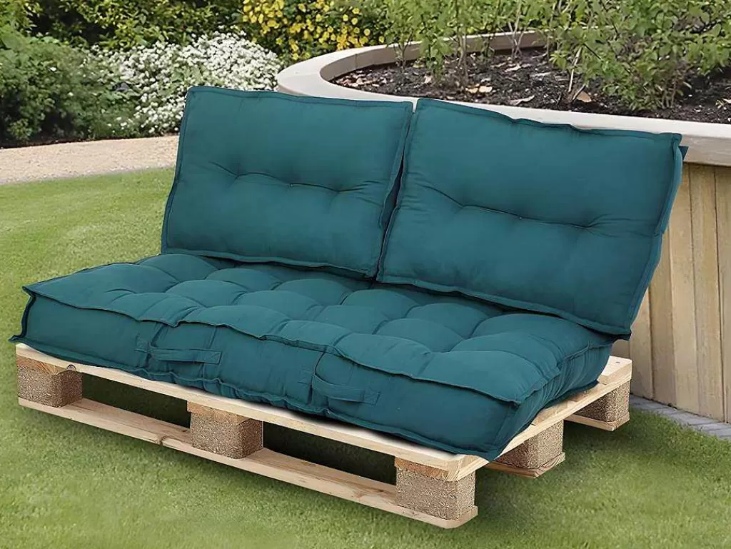 Decoração De Jardim*OZAIA Conjunto De 2 Almofadoes De Encosto Para Palete Baila - Algodao - 40X60X12 Cm - Azul
