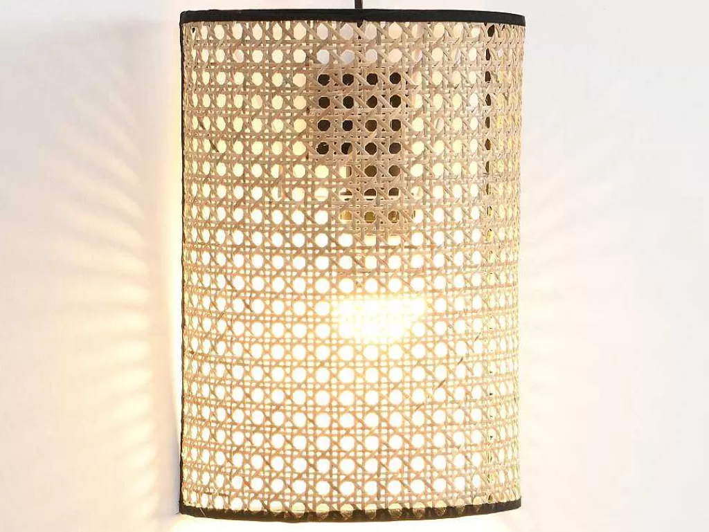 Candeeiro De Parede*OZAIA Conjunto De 2 Apliques De Parede Empalhados Estilo Etnico Ferro E Rotim A. 30 Cm, Preto E Natural - Neirobi