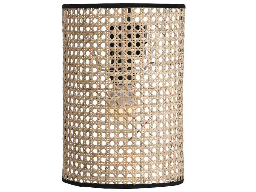 Candeeiro De Parede*OZAIA Conjunto De 2 Apliques De Parede Empalhados Estilo Etnico Ferro E Rotim A. 30 Cm, Preto E Natural - Neirobi