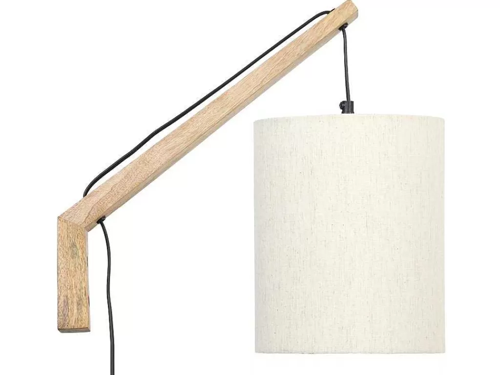 Candeeiro De Parede*OZAIA Conjunto De 2 Apliques De Parede Estilo Escandinavo D. 35 X A. 48 Cm Madeira E Tecido Natural E Bege - Paliana